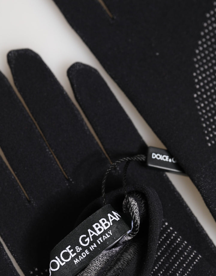Dolce & Gabbana Black DG Logo Cotton Hands Mitten Men Gloves