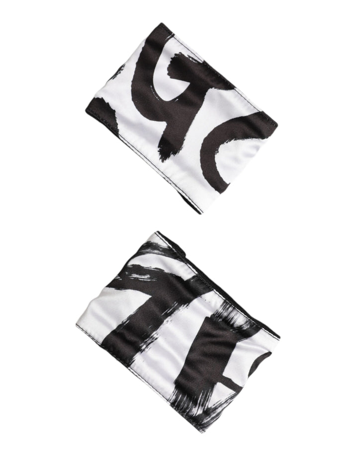 Dolce & Gabbana Black White DG Logo Silk 1 Pair Wristband