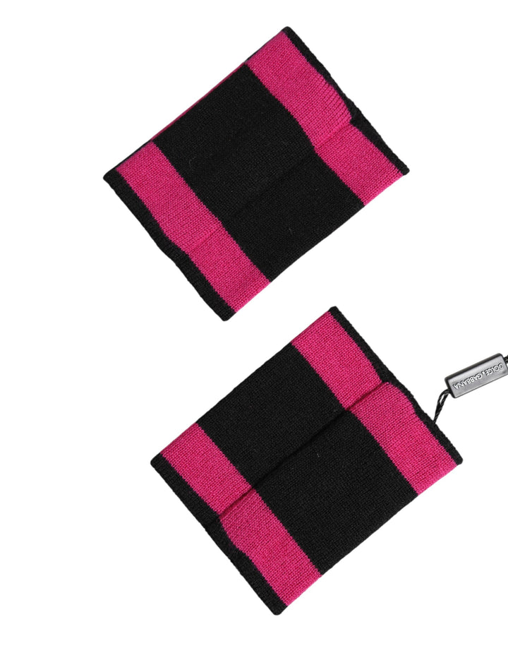 Dolce & Gabbana Black Pink DG Logo Cashmere 1 Pair Wristband