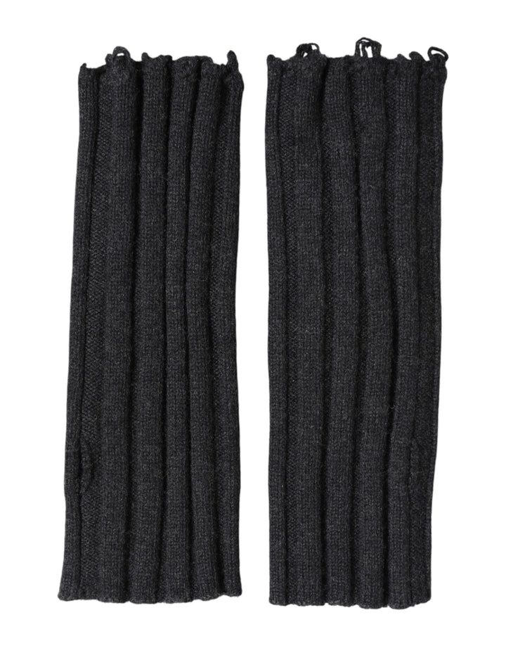 Dolce & Gabbana Black Virgin Wool Knitted Fingerless Gloves