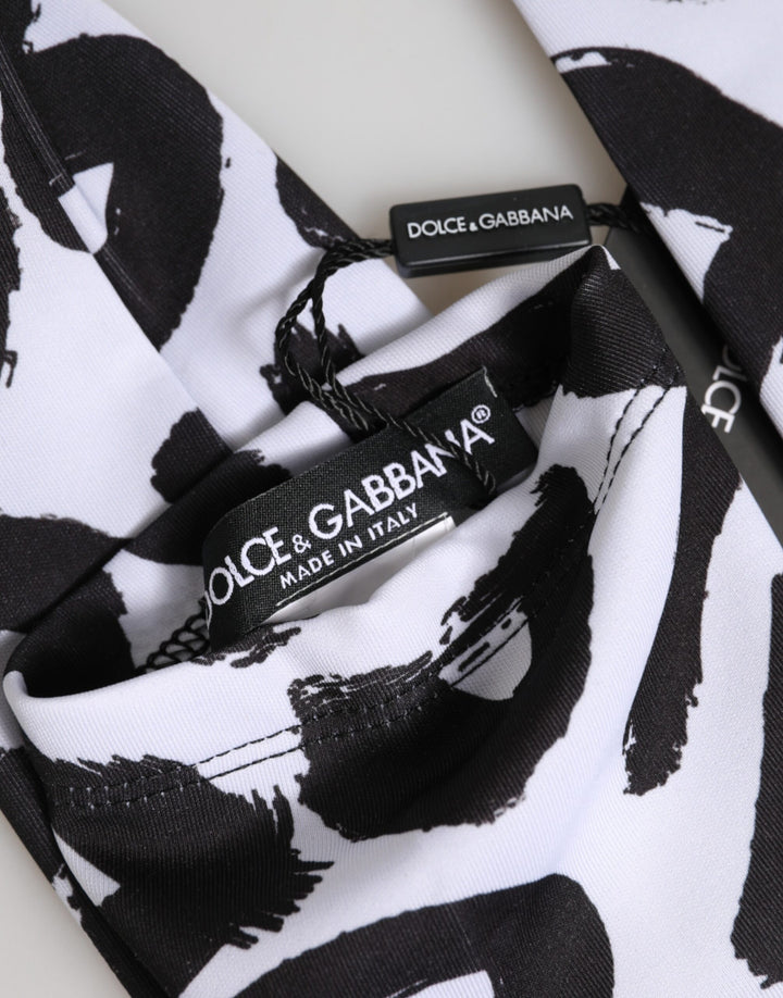 Dolce & Gabbana Black White DG Logo Elbow Length Mitten Gloves