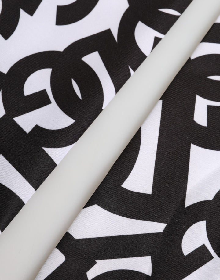 Dolce & Gabbana Black White DG Logo Elbow Length Mitten Gloves