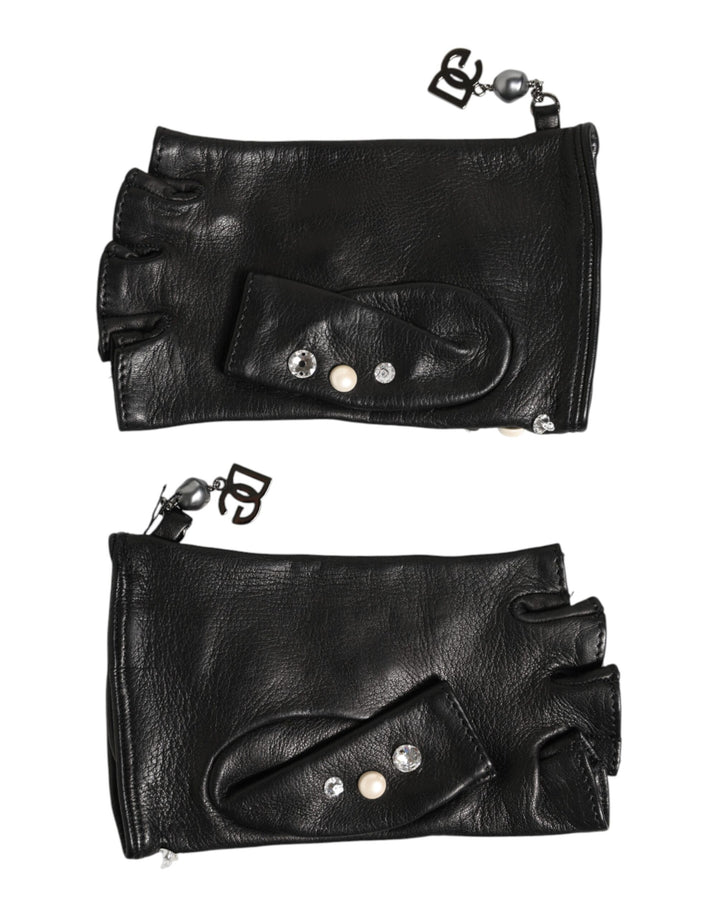 Dolce & Gabbana Blue Logo Fingerless Wrist Length Mitten Gloves