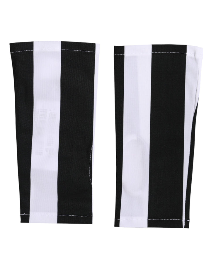 Dolce & Gabbana Black White Nylon Fingerless Wrist Length Gloves