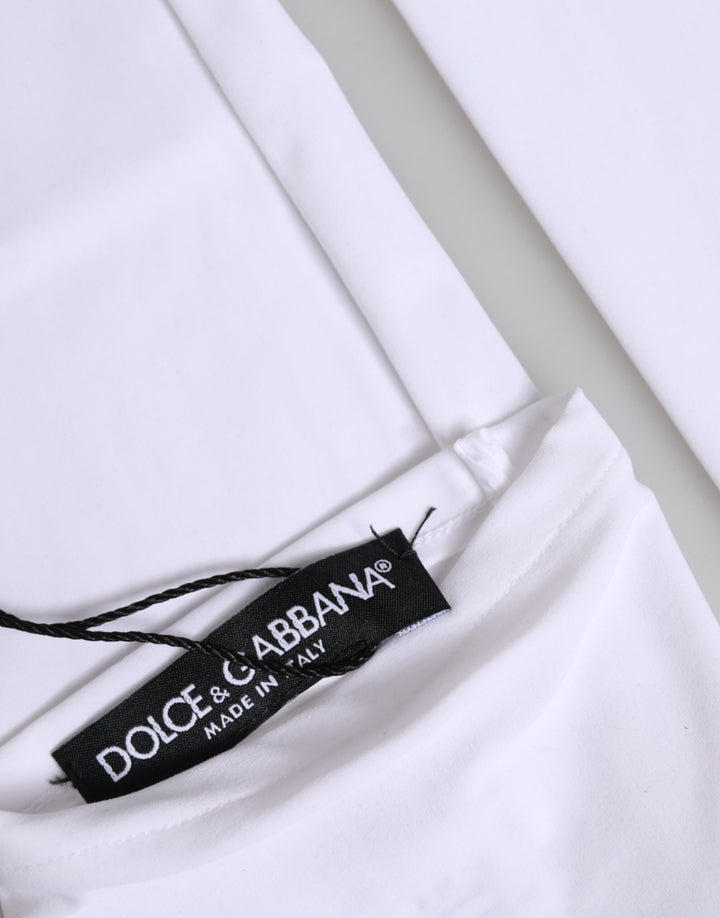 Dolce & Gabbana White Nylon Fingerless Elbow Length Mitten Gloves