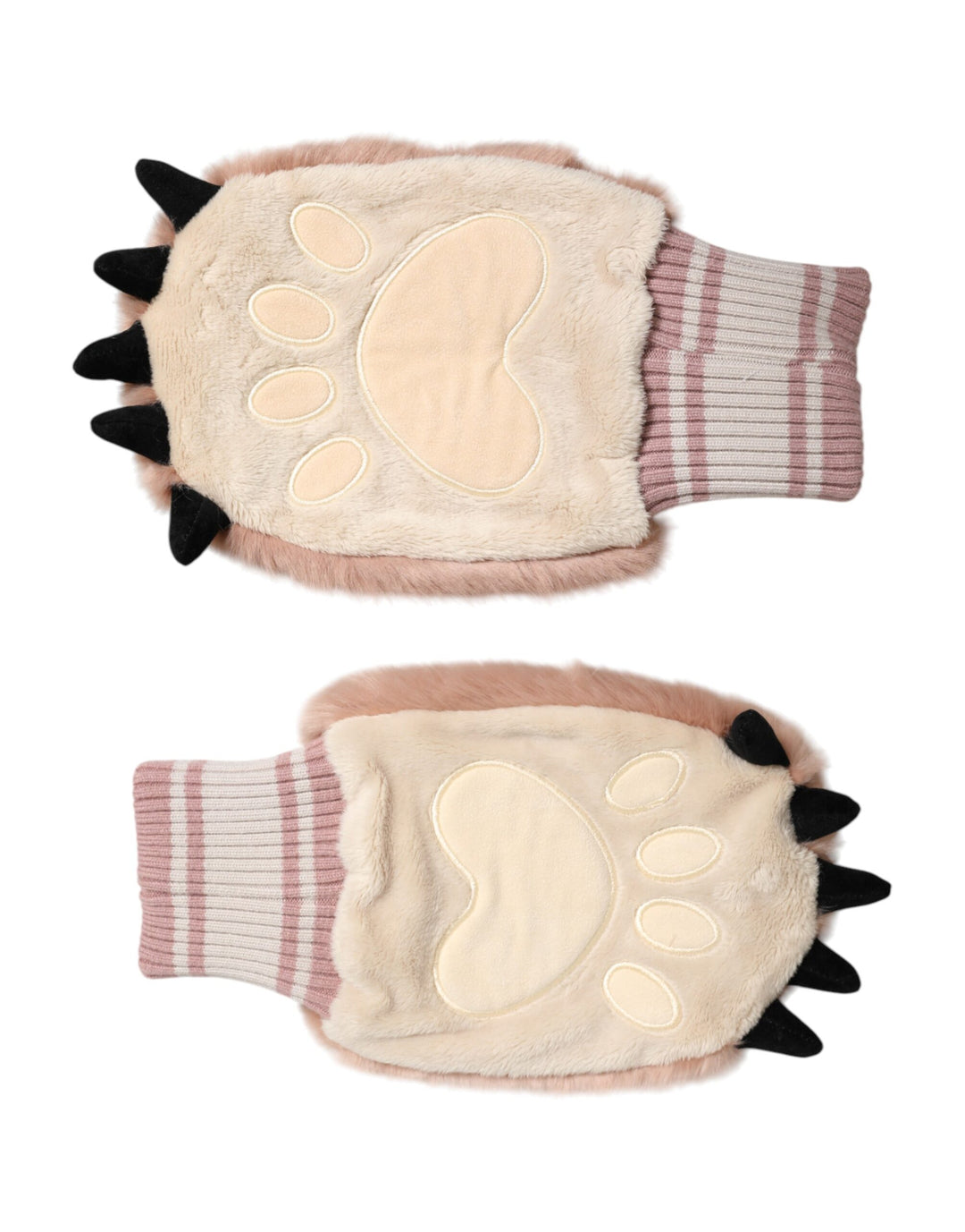 Dolce & Gabbana Brown Acrylic Knitted Fur Wrist Mitten Gloves