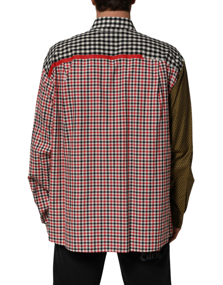 Dolce & Gabbana Multicolor Cotton Collared Checkered Shirt