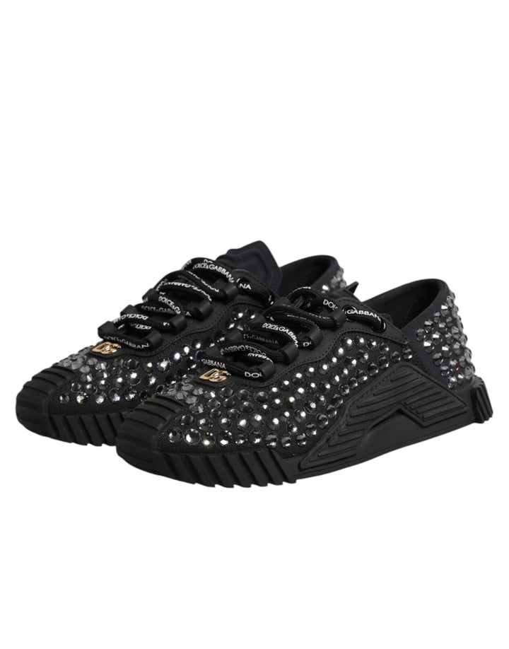 Dolce & Gabbana Shoes Black Embellished Low Top NS1 Sneakers Shoes