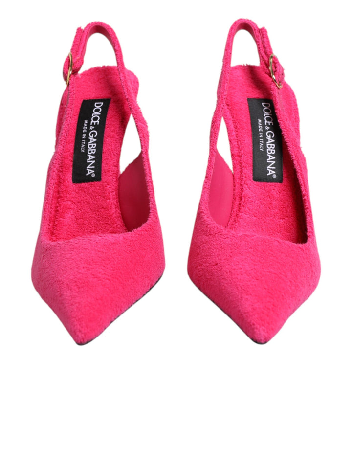 Dolce & Gabbana Pink Suede High Heels Slingback Shoes
