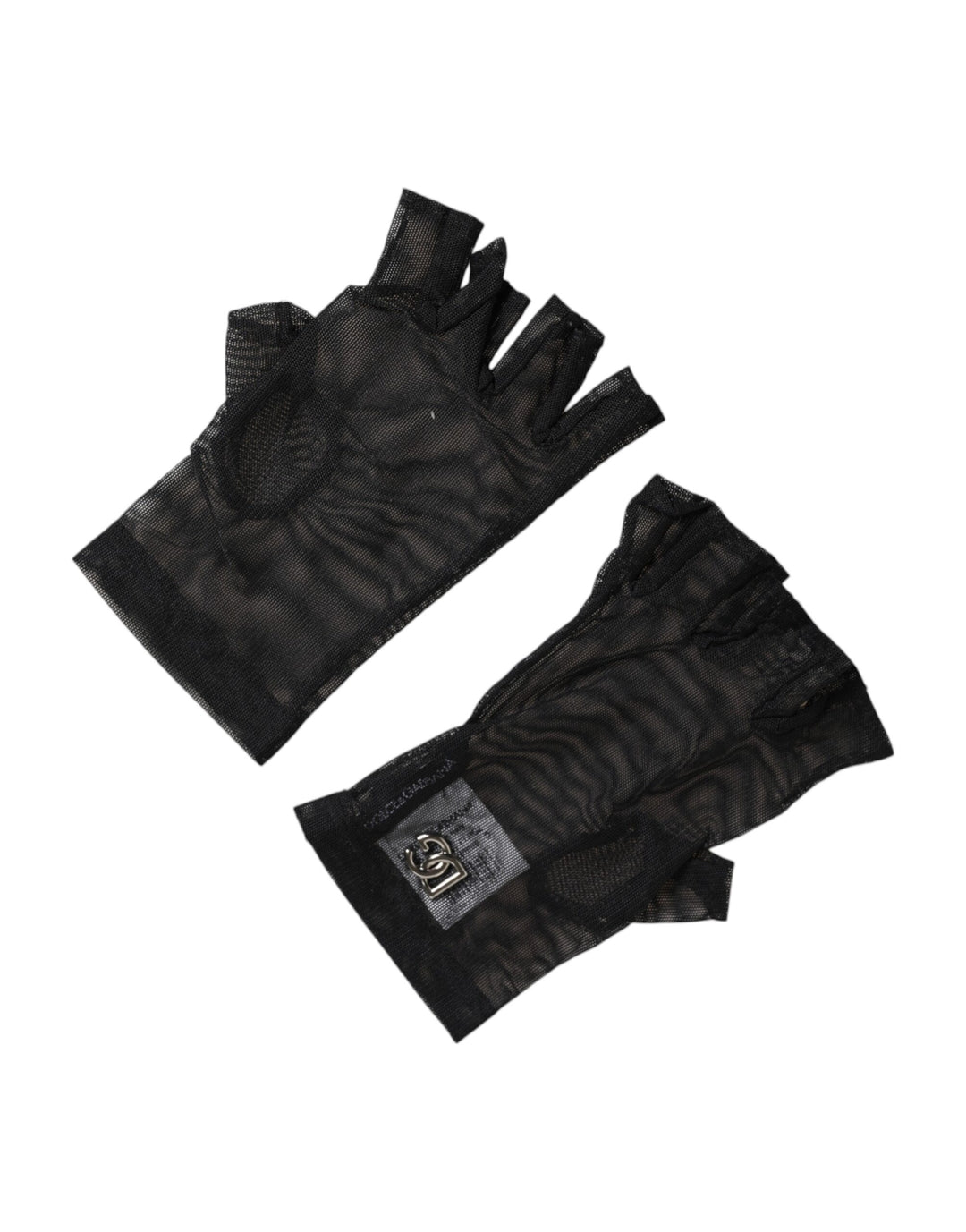 Dolce & Gabbana Black Nylon Wrist Length Fingerless Mitten Gloves