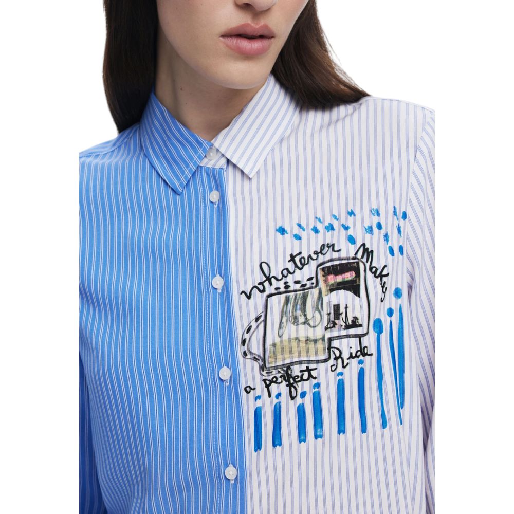 Desigual Light Blue Viscose Blouse