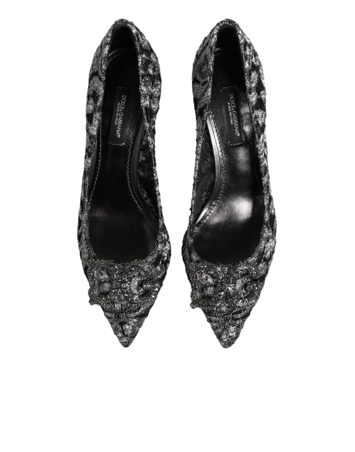 Dolce & Gabbana Silver Lace DG Amore Heels Pumps Shoes