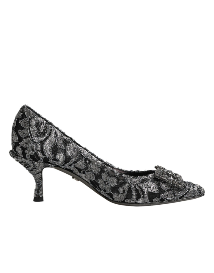 Dolce & Gabbana Silver Lace DG Amore Heels Pumps Shoes