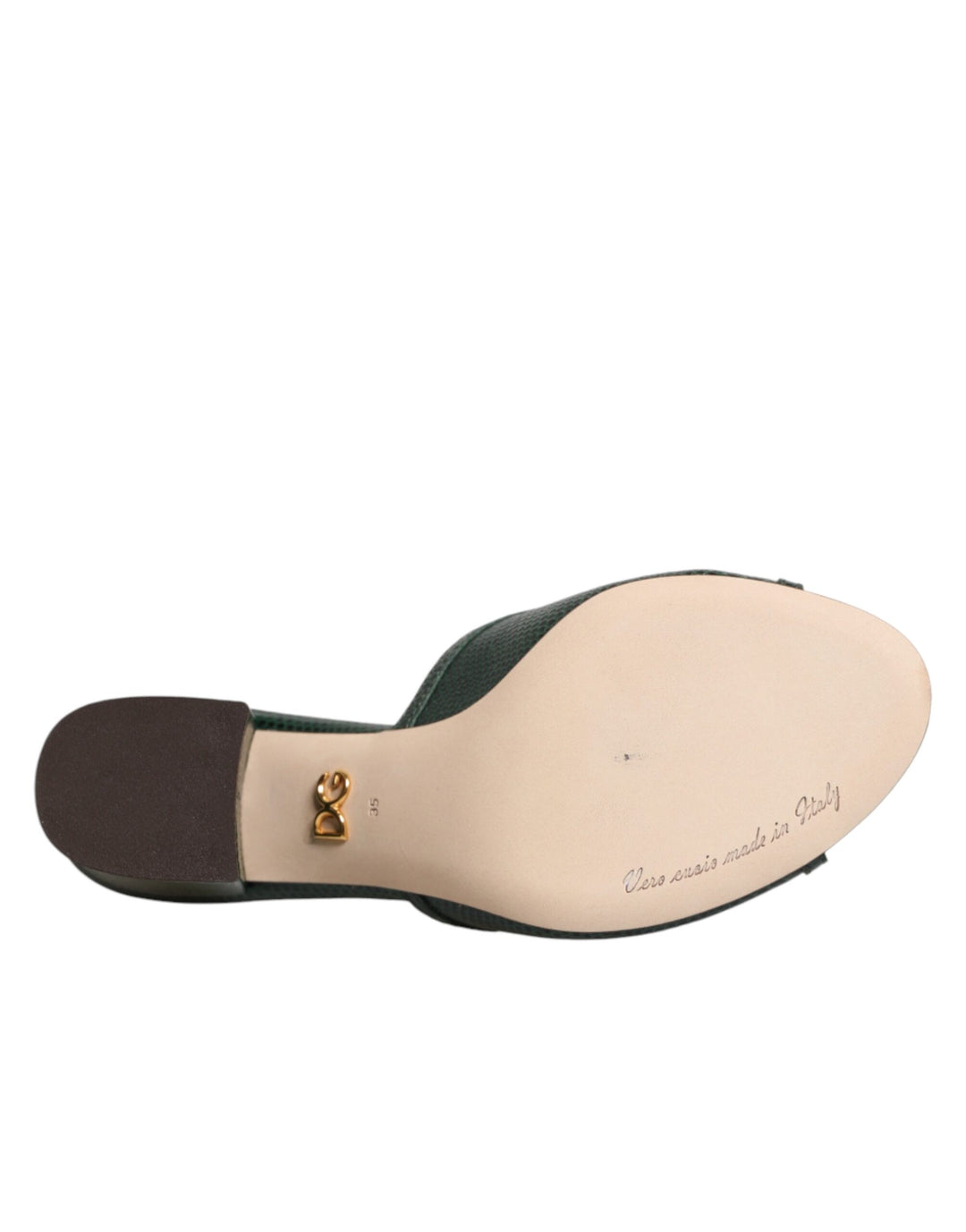 Dolce & Gabbana Green DG Amore Heel Slides Sandals Shoes