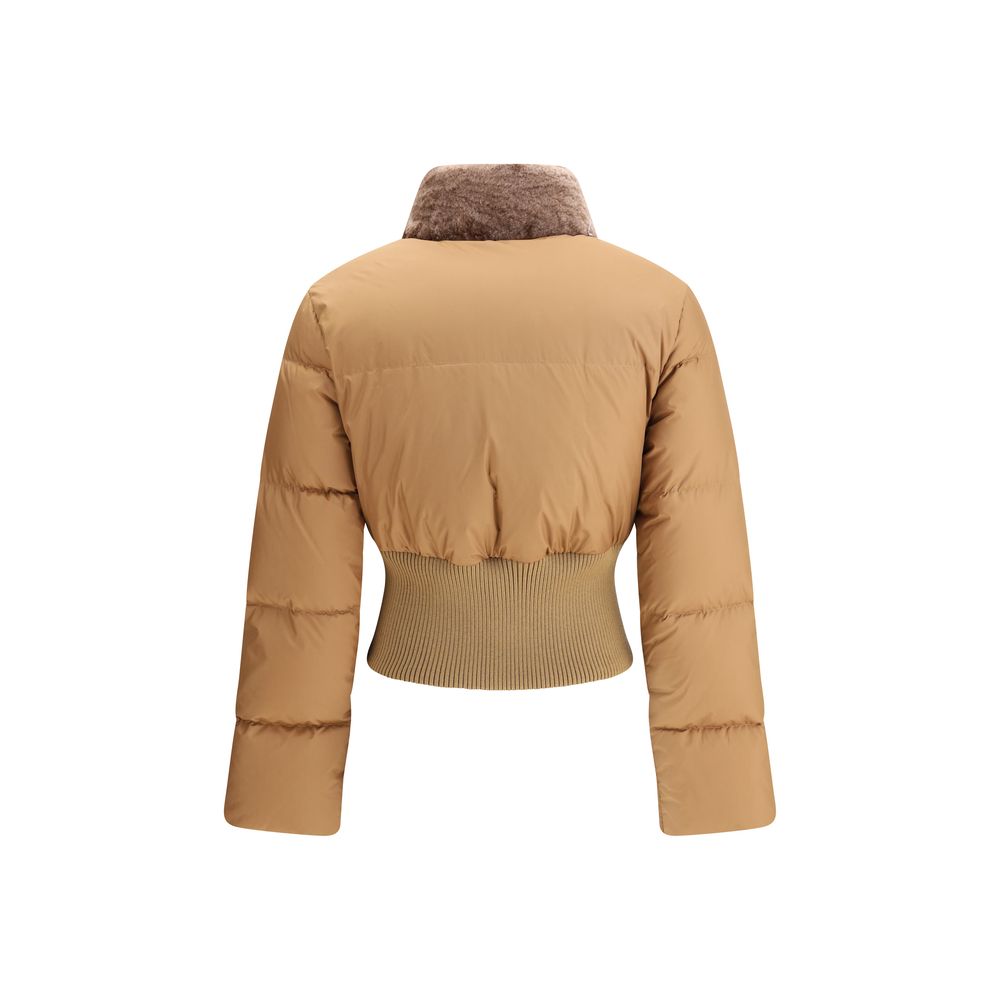 Fendi Cropped Down Jacket with Shearling lining