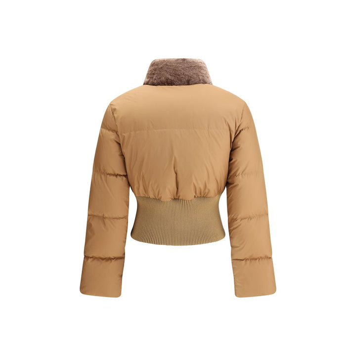 Fendi Cropped Down Jacket with Shearling lining