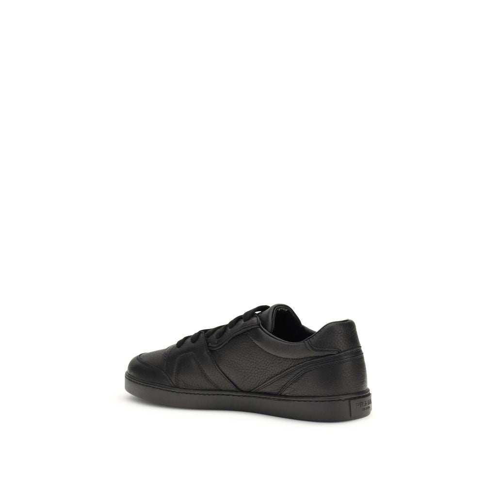 Prada Black Calf Leather Bos Taurus Low Top Sneakers