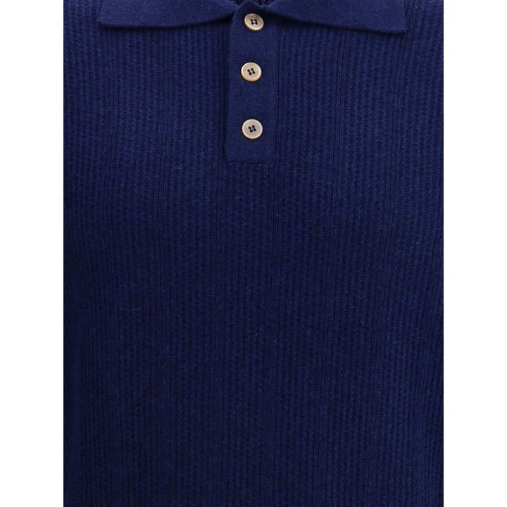 Brunello Cucinelli Blue Cashmere Polo Shirt