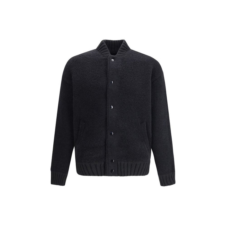 Laneus Black Merino Wool Bomber