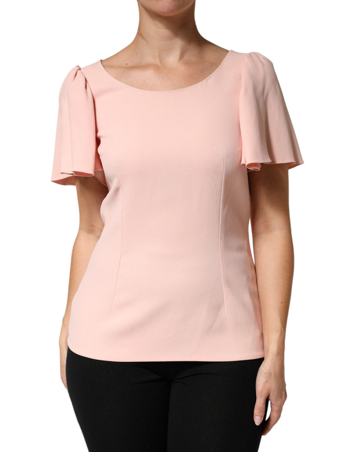 Dolce & Gabbana Pink Short Sleeves Round Neck Blouse Top