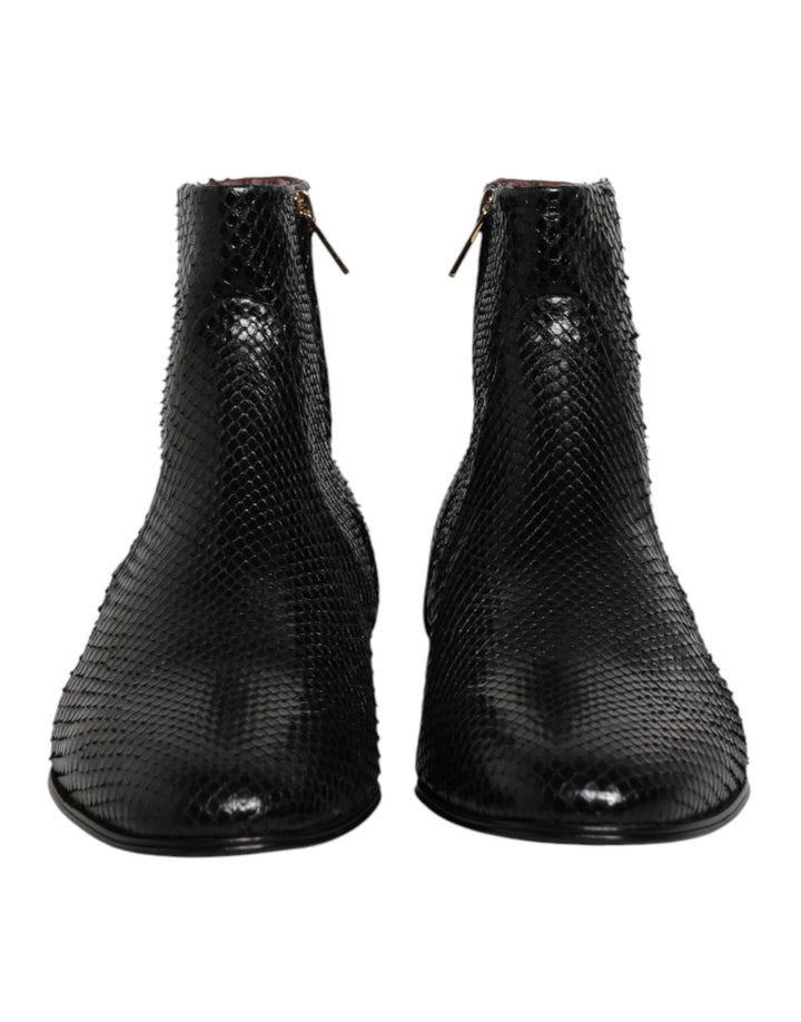 Dolce & Gabbana Black Leather Chelsea Short Ankle Boots  Shoes