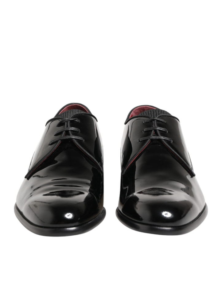 Dolce & Gabbana Black Calfskin Leather Derby Men Dress Shoes