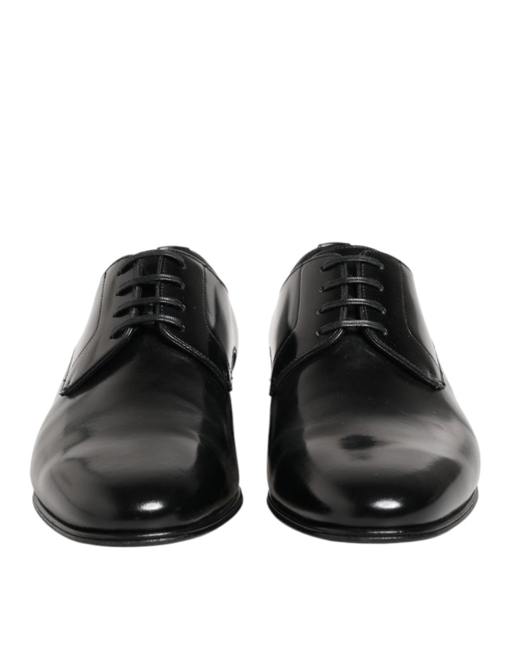 Dolce & Gabbana Black Calfskin Leather Derby Men Dress Shoes