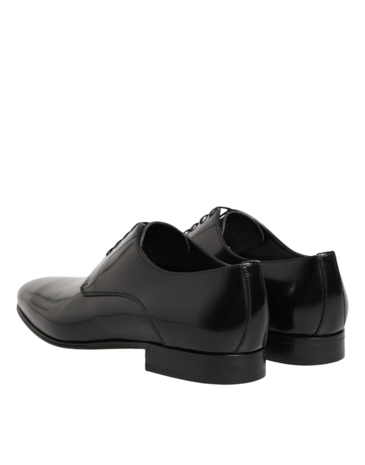 Dolce & Gabbana Black Calfskin Leather Derby Men Dress Shoes