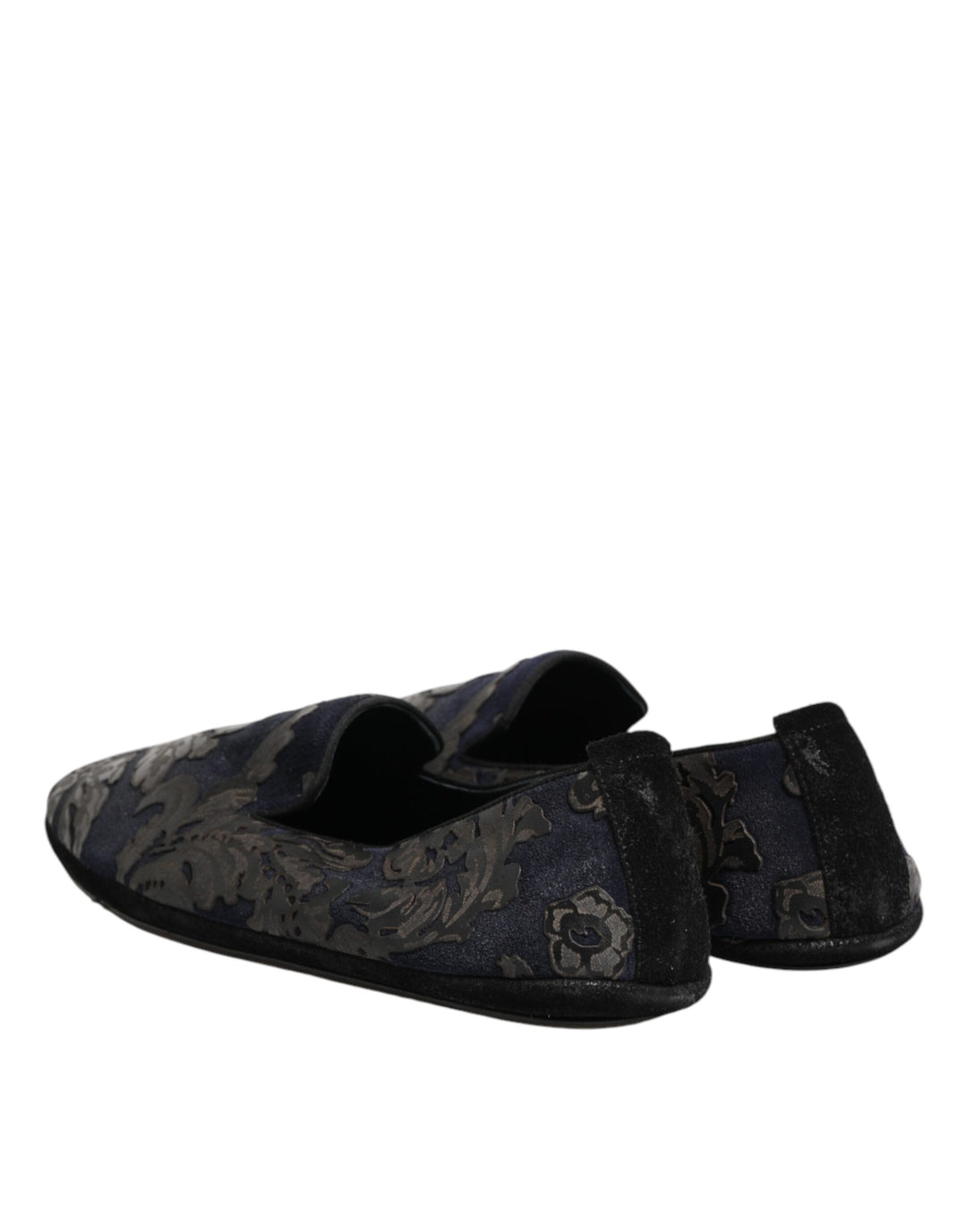 Dolce & Gabbana Black Jacquard Leather Slip On Loafers Shoes