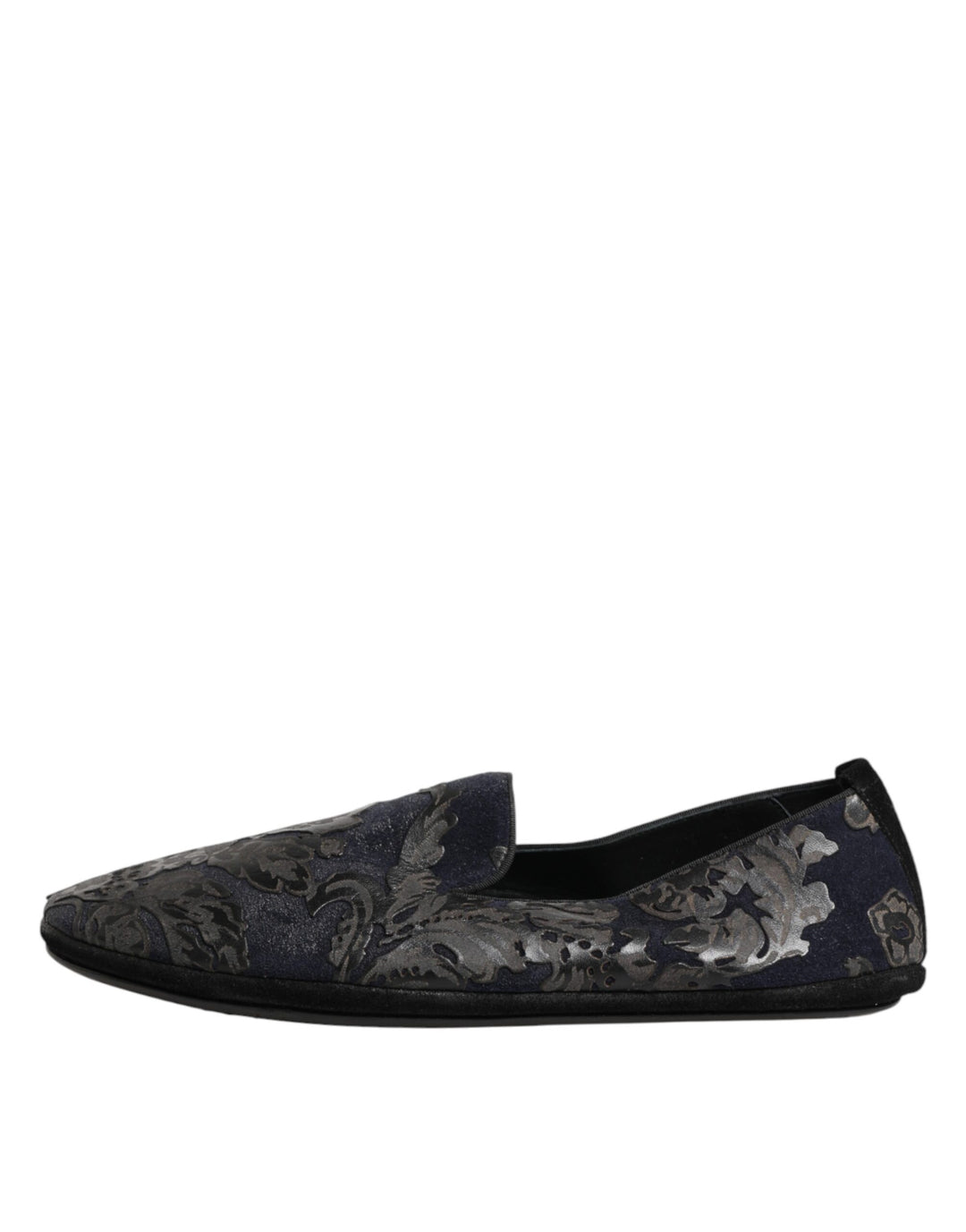 Dolce & Gabbana Black Jacquard Leather Slip On Loafers Shoes