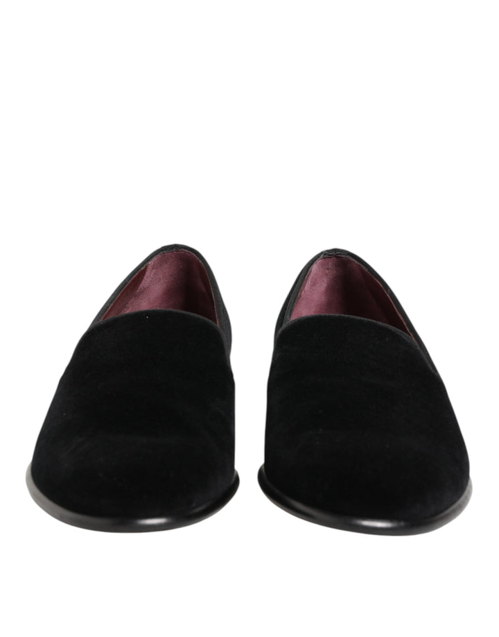 Dolce & Gabbana Black Leather Suede Slip On Loafer Dress Shoes