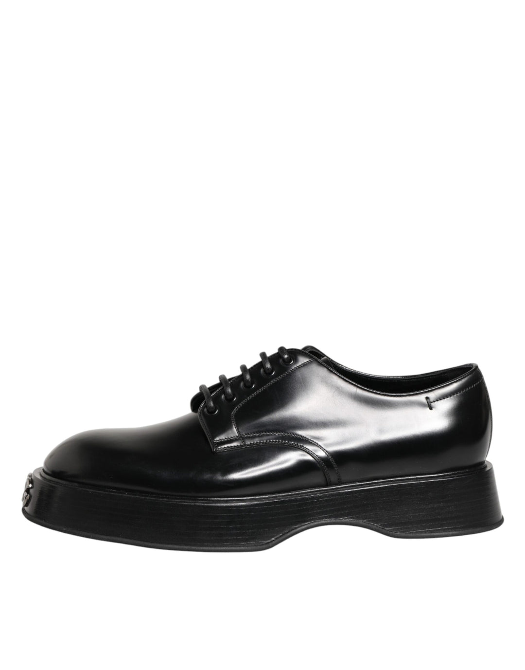 Dolce & Gabbana Black Calfskin Leather Men Derby Dress Shoes