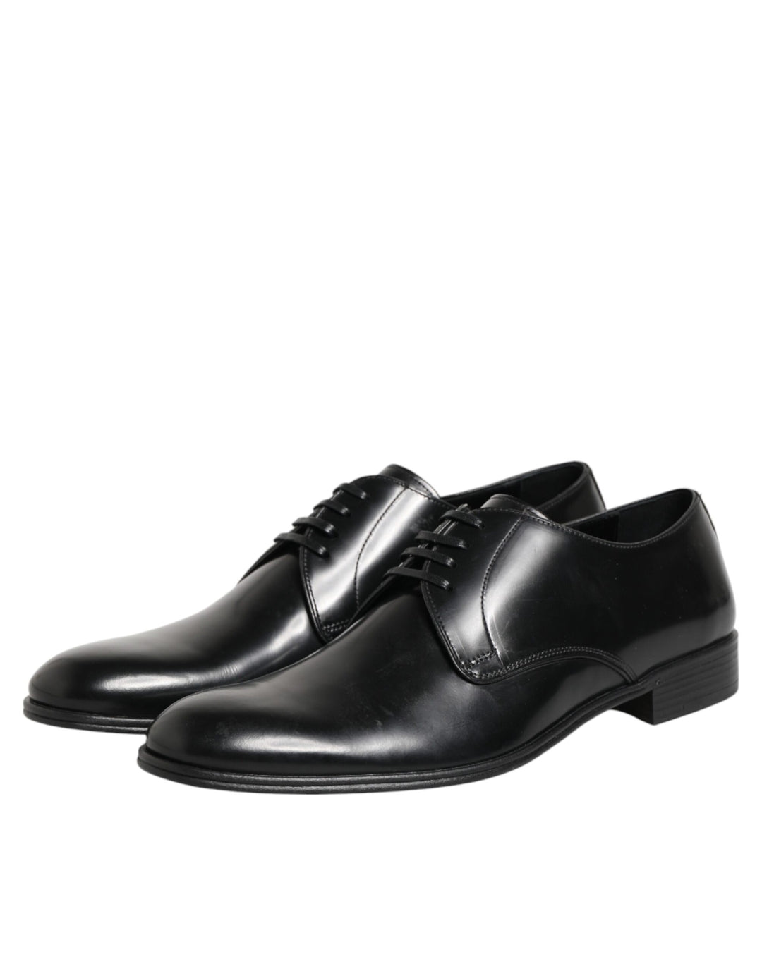Dolce & Gabbana Black Calfskin Leather Derby Dress Shoes