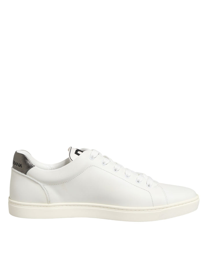 Dolce & Gabbana White Leather Heart Embellished Sneakers Shoes