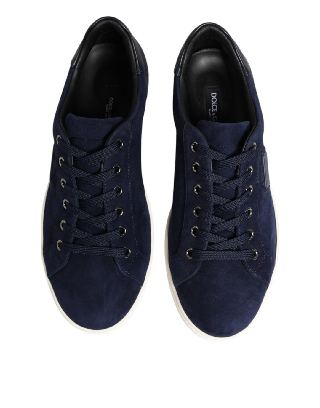 Dolce & Gabbana Blue Leather Suede Low Top Sneakers Shoes