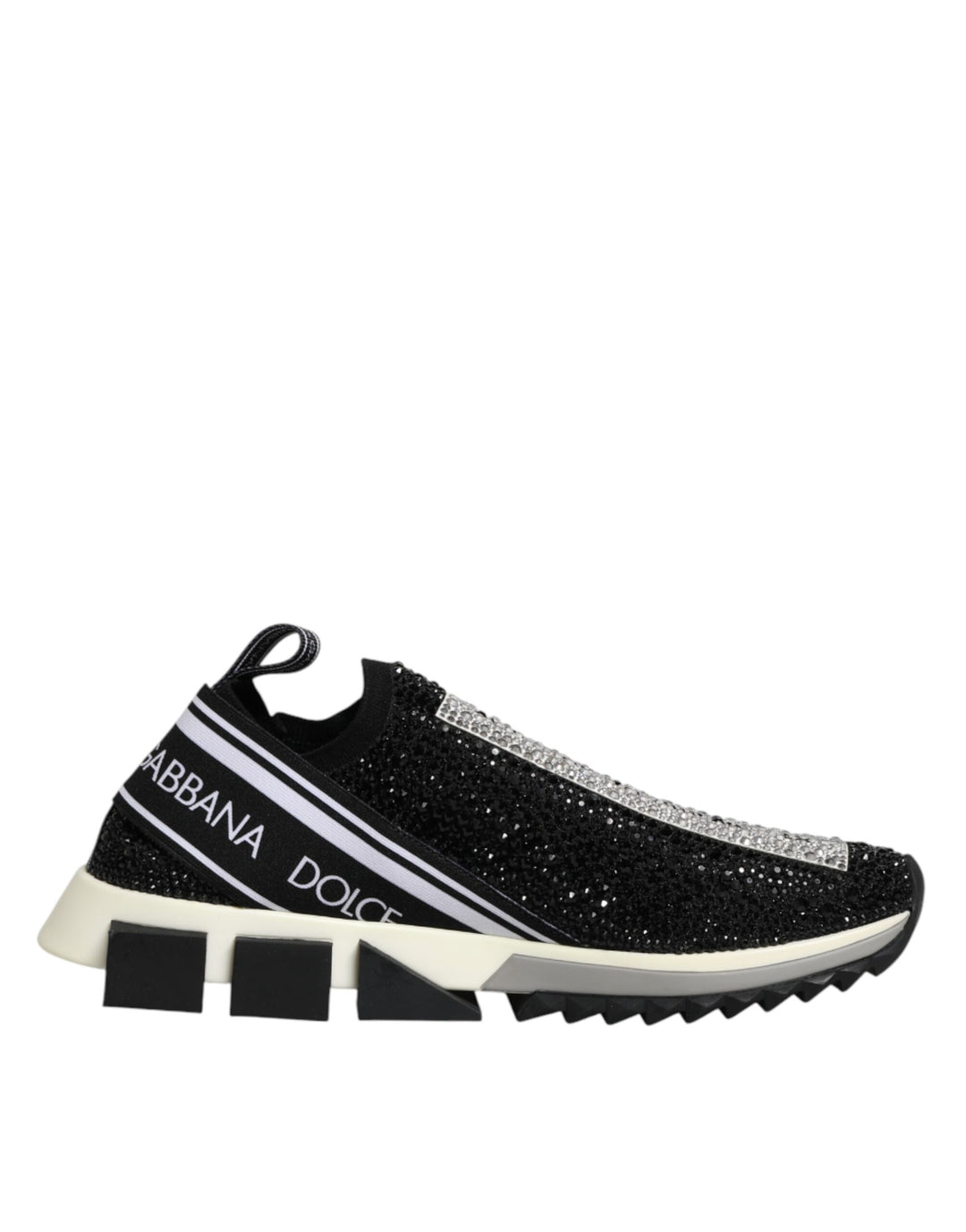 Dolce & Gabbana Black Strass Slip On Men Sorrento Sneakers Shoes