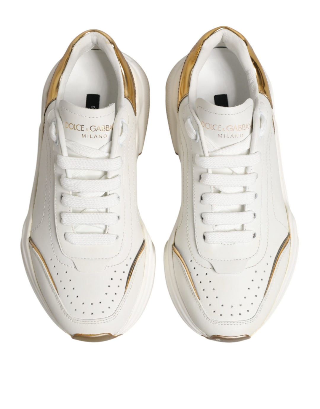 Dolce & Gabbana White Gold Daymaster Low Top Sneakers Shoes