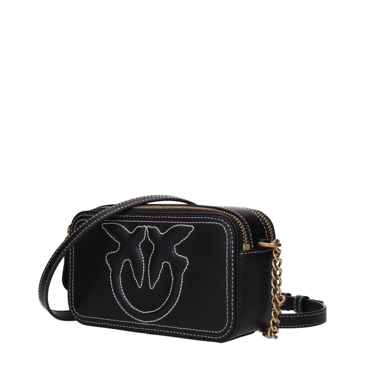 PINKO Black Leather Crossbody Bag