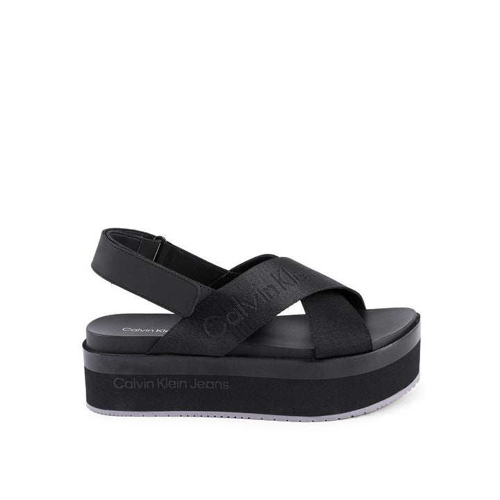 Calvin Klein Black Recycled Polyester Platform Sandals