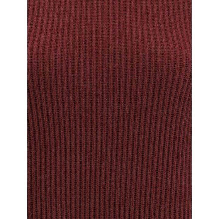 Brunello Cucinelli Bordeaux Fleece Wool Casual Dress