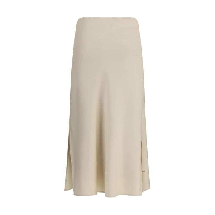 Brunello Cucinelli Cream Acetate Midi Skirt