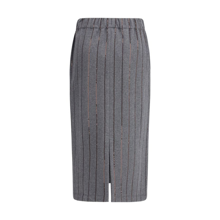 Brunello Cucinelli Gray Polyester Midi Skirt