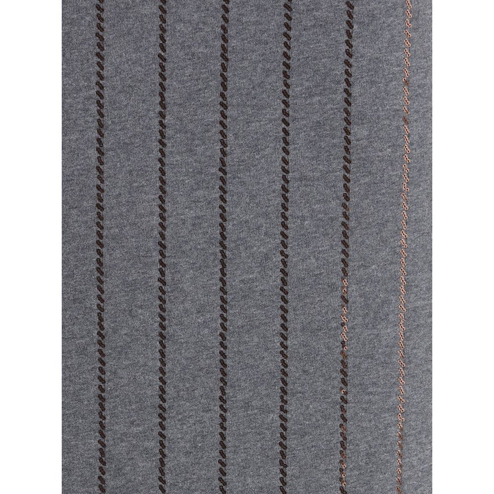 Brunello Cucinelli Gray Polyester Midi Skirt