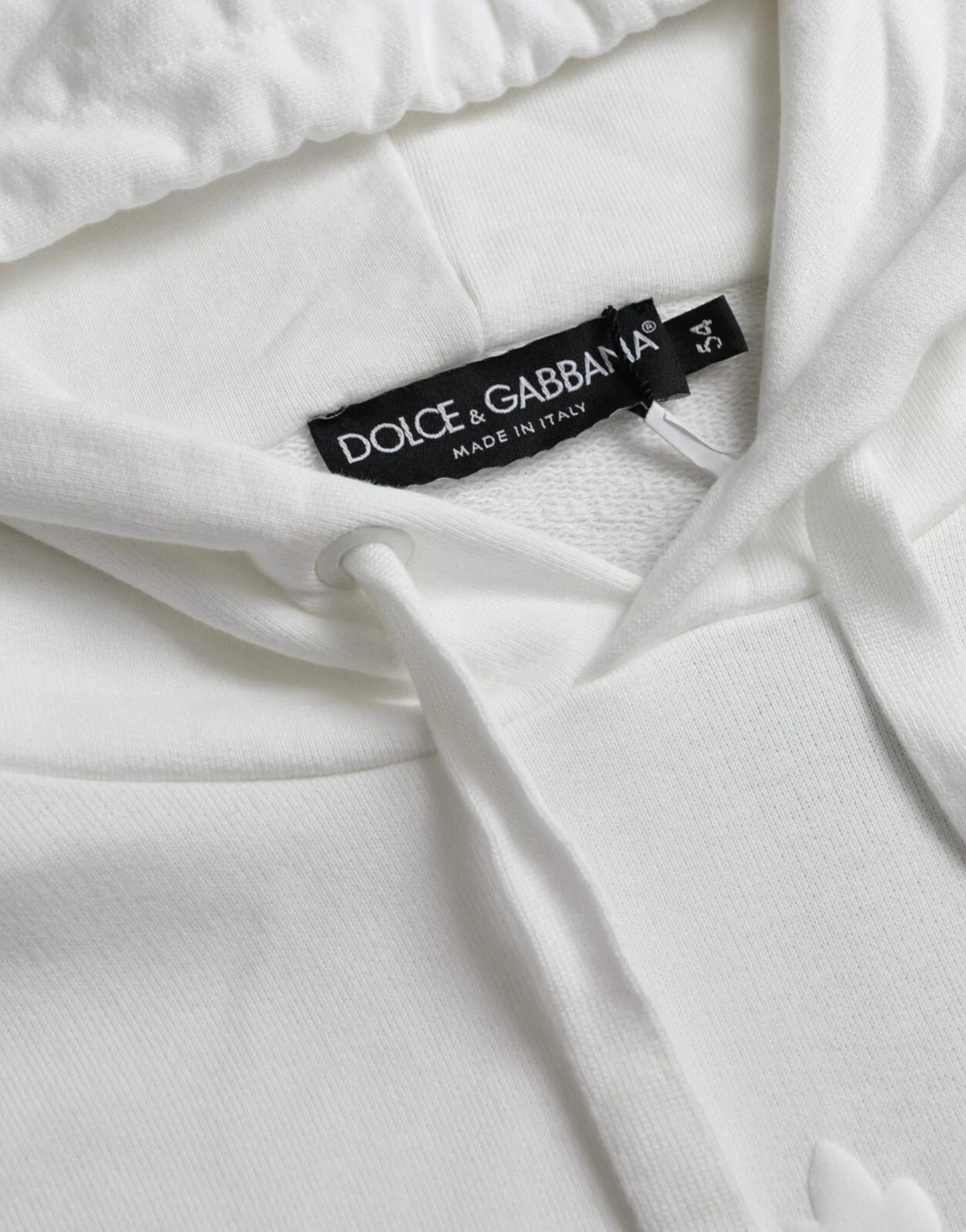 Dolce & Gabbana White Cotton Hooded Pullover Sweatshirt Men