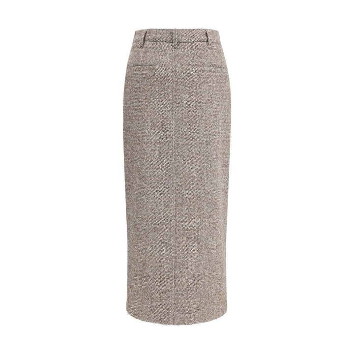 Brunello Cucinelli Brown Fleece Wool Long Skirt