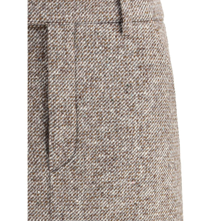 Brunello Cucinelli Brown Fleece Wool Long Skirt