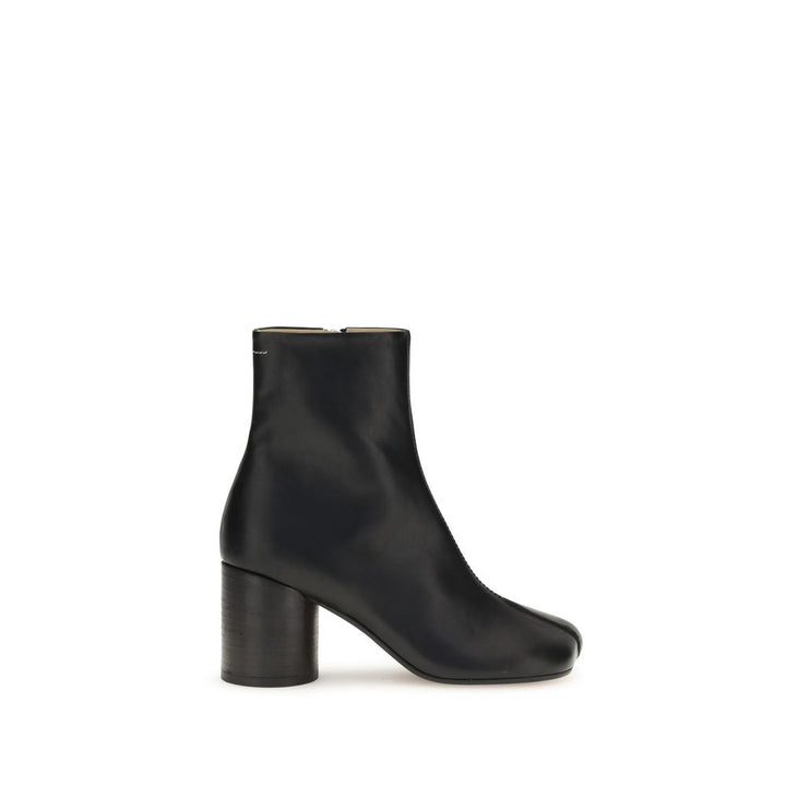 MM6 Black Calf Leather Bos Taurus Ankle Boots