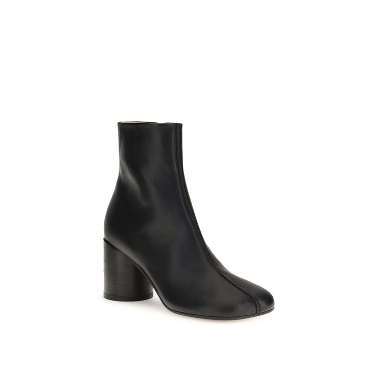 MM6 Black Calf Leather Bos Taurus Ankle Boots