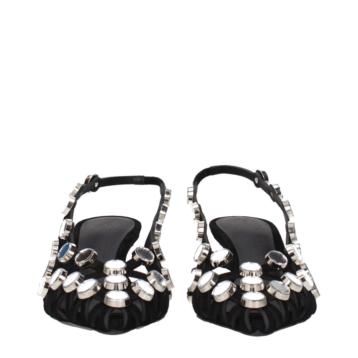 The Attico Black Leather Stiletto Heel Sandals