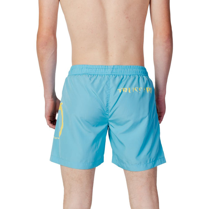 Trussardi Beachwear Blue Polyester Swim Shorts